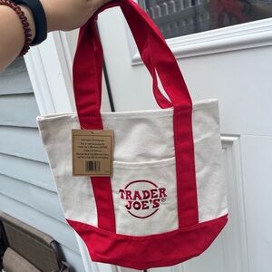 Trader Joe's Canvas Tote Bag in Red and White